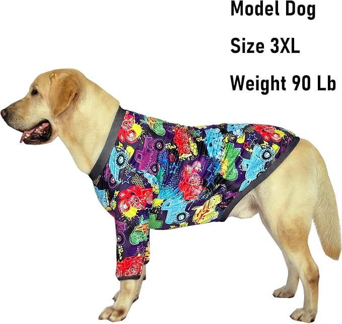 Dog T Shirts with Monster Truck Pattern Printed Pet Shirt Softable Pajamas for Large Dogs,Truck 2XL