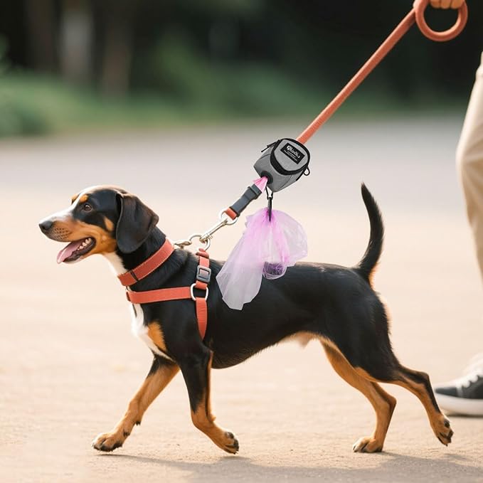 WishLotus Dog Treat Bag, All-in-one Poop Bag Dispenser with Waste Bag Holder Small Dog Training Treat Pouch for Walking Running Playing (Gray)