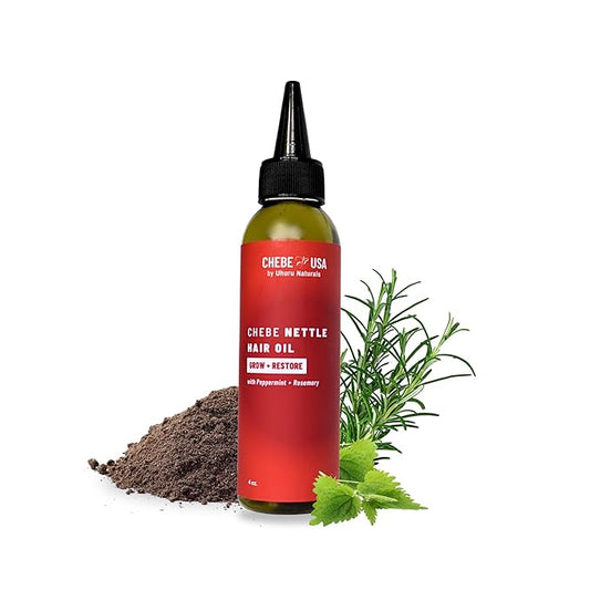 Uhuru Naturals Original Chebe Hair Oil with Nettle (4oz) – Nourishing & Moisturizing Hair Treatment for Thicker-Looking Locks