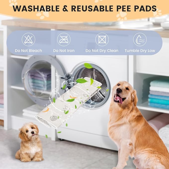 UPSKY Washable Pee Pads for Dogs 4 Pack 18” x 24” Reusable Puppy Pads Waterproof Pet Training Pads, Non-Slip Dog Mats Fast Absorbent Whelping Pads for Playpen, Potty, Crate, Bed
