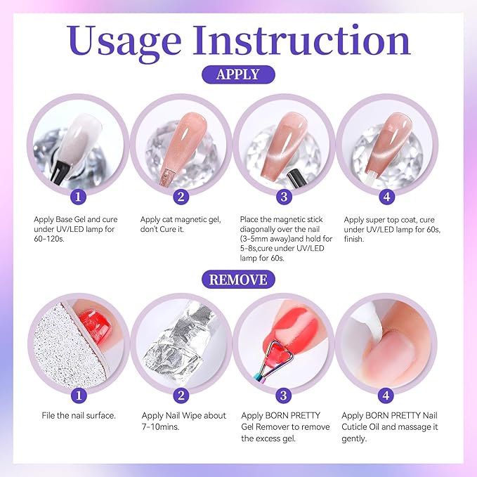 Born Pretty Jelly Glass Navy Blue Cat Magnetic Eye Gel Polish,2026 Spring Summer Fruit Navy Blue Holographic Glitter Shimmer Sheer Magnetic Gel Polish Salon DIY at Home