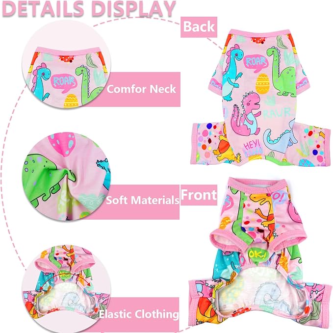 Dog Pajamas Spring Summer Dog Clothes for Small Medium Dogs Girl Boy Cute Soft Puppy Pjs Clothes Doggie Onesies Cat Pet Jammies Outfit (X-Small)