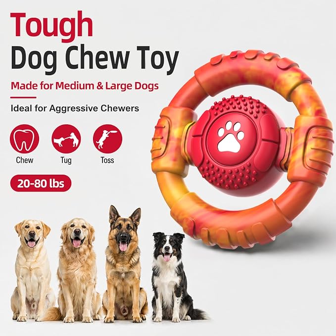 Pamlulu Tough Dog Toys for Aggressive Chewers, Indestructible Dog Toy for Large Dogs, Nylon Chew Toys for Medium Large Breed, Interactive Dog Toys to Keep Them Busy, Dog Birthday