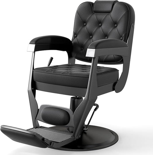 Artist hand Barber Chair, Retro Reclining Salon Chair, Barber Chairs for Barbershop, All-Purpose Vintage Chairs with Heavy-Duty Frame, Headrest