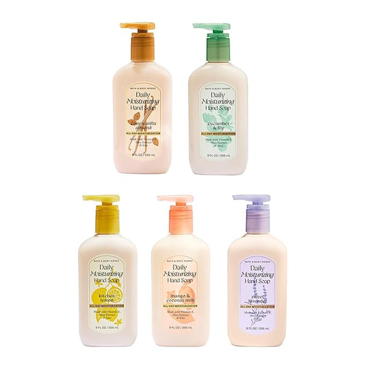 Bath & Body Works Daily Moisturizing Hand Soap - Rich Creamy Formula for Gentle Cleansing & Conditioning - Shea, Glycerin, Vitamin E & Aloe-Infused - Thoughtful Gift - 5 Fragrance Variety Pack