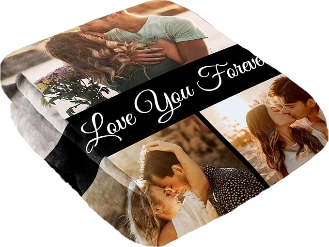 SHIPS NEXT DAY Custom Blanket with Picture Text Personalized Throws Blanket with Photos Customize Blanket Customizable Blankets Customized Gifts for Mom Dad Couple Girlfriend Boyfriend Wife Husband