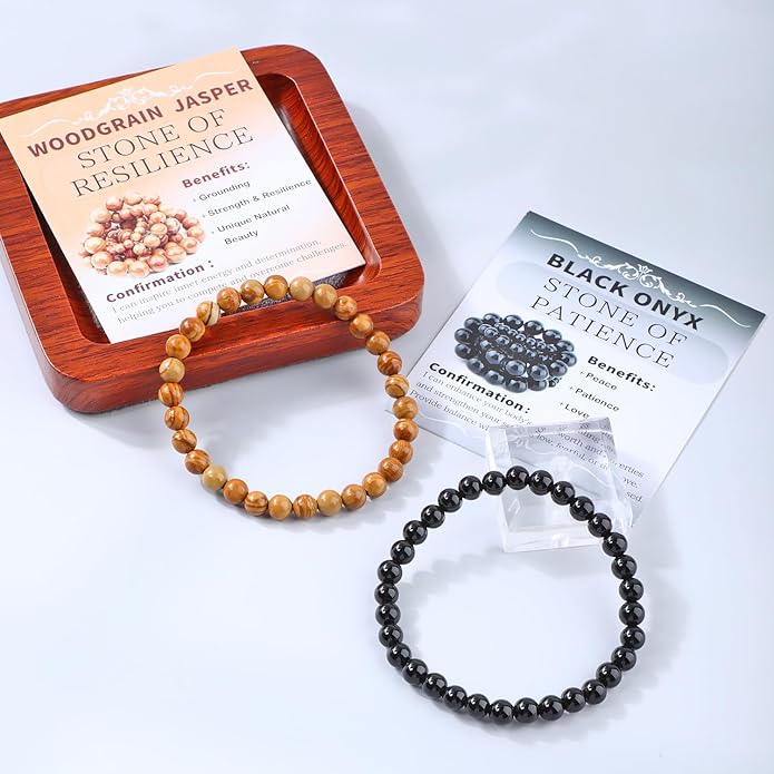 NCB 2.3-Piece 4mm Natural Crystal Gemstone Stretch Bracelets – Handmade Reiki Energy Healing Jewelry for Meditation,Yoga, Unisex