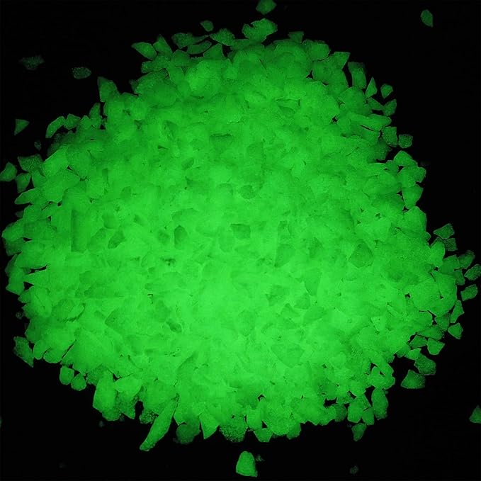 TWINKLING Glow in The Dark Crushed Glass, Broken Glass Glitter, Glow in The Dark Stones Gems Chips for DIY Resin Art Epoxy Crafts, Nail Art, Jewelry Making, Geode Painting, 3-5mm(200g) (Yellow Green)