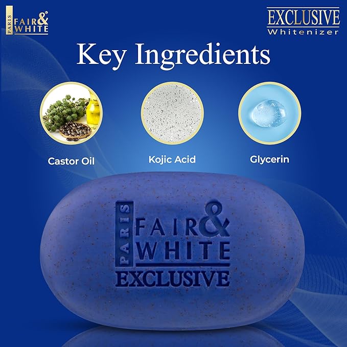 FAIR & WHITE Exclusive Exfoliating Soap, 200g / 7oz - Moisturizing Bar Soap For Face and Body