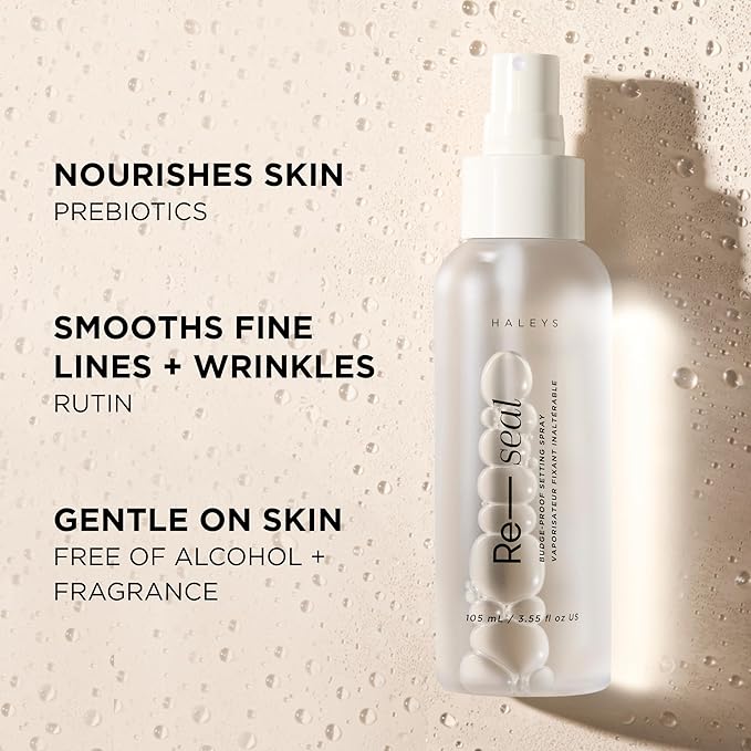 Re-seal Setting Spray - 16-Hour All-Day Hold - Prebiotics & Antioxidants - Oil-Control Hydrating Setting Spray - Ultra-Fine Mist for Natural Finish - Lightweight, Non-Sticky Formula by Haleys