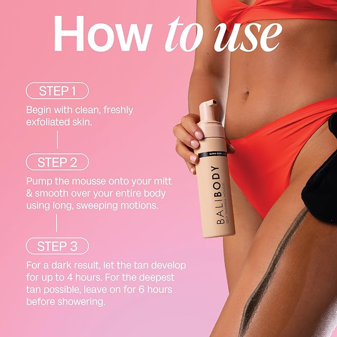 Bali Body Ultra Dark Self Tanner Mousse | Premium Sunless, Tanning Foam | Natural Green-Based Self Tan | Instant Bronze Fake Tan for All Skin Types, Vegan & Cruelty Free (200ml/6.7 fl oz)