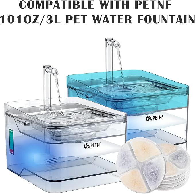 PETNF Replacement Pump for Cat Water Fountain with LED Light, Compatible for 3L/101OZ Transparency Pet Water Fountain, Ultra Quiet Long Lifespan Cat Water Pump with Adjustable 3 Kind Water Flow