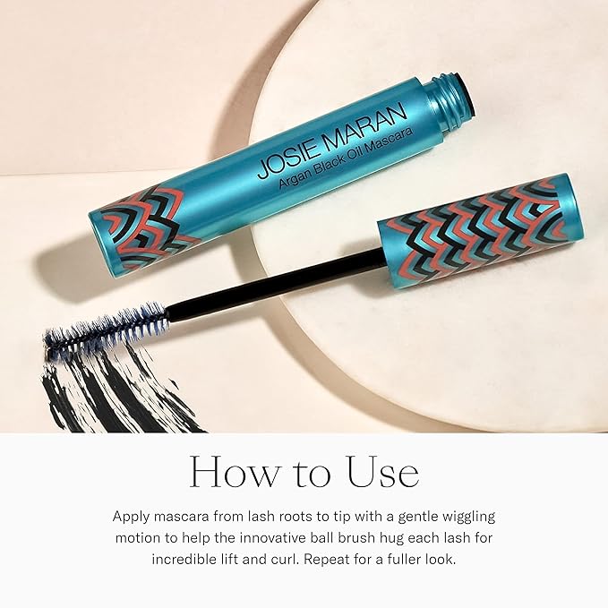 Josie Maran Eye Love Lip Gloss & Mascara Gift Set - Lip Plumper Infused with Argan Oil, Hyaluronic Acid for Sheer, Radiant Color & Lengthening Black Mascara - Vegan Makeup (2 Count)