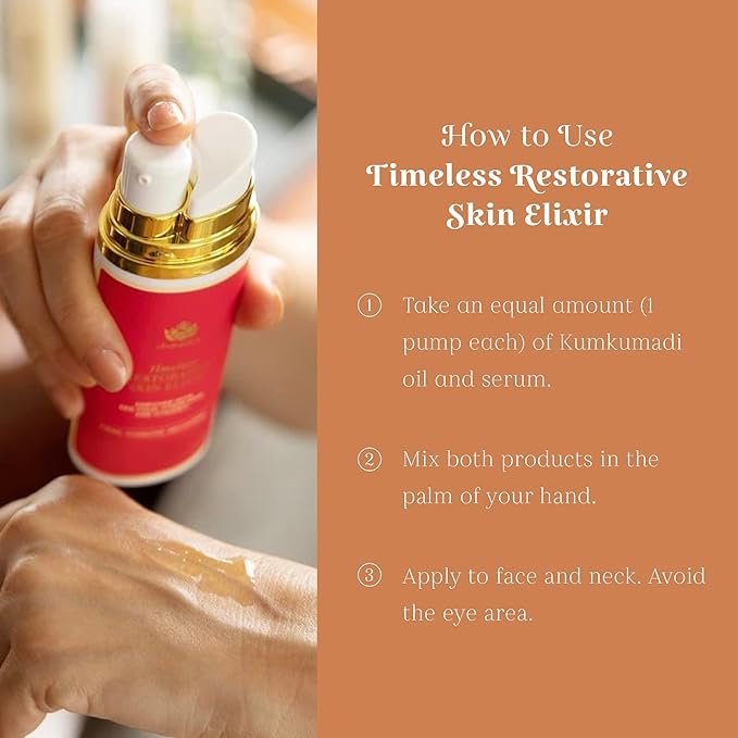 Shankara Timeless Restorative Skin Elixir – 2-in-1 Ayurvedic Serum & Kumkumadi Oil Pump Duo – With Vitamin C, Citrus Stem Cell Tech, Ectoin & Saffron – Hydrating, Moisturizing for Glowing Skin (30ml)