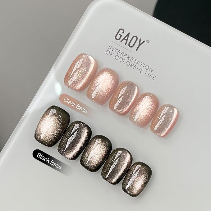 GAOY Jelly Pink Cat Eye Gel Nail Polish, 16ml Glitter Holographic Nail Polish with Magnet, Reflective Translucent UV Gel, 3041 Dewy Petal