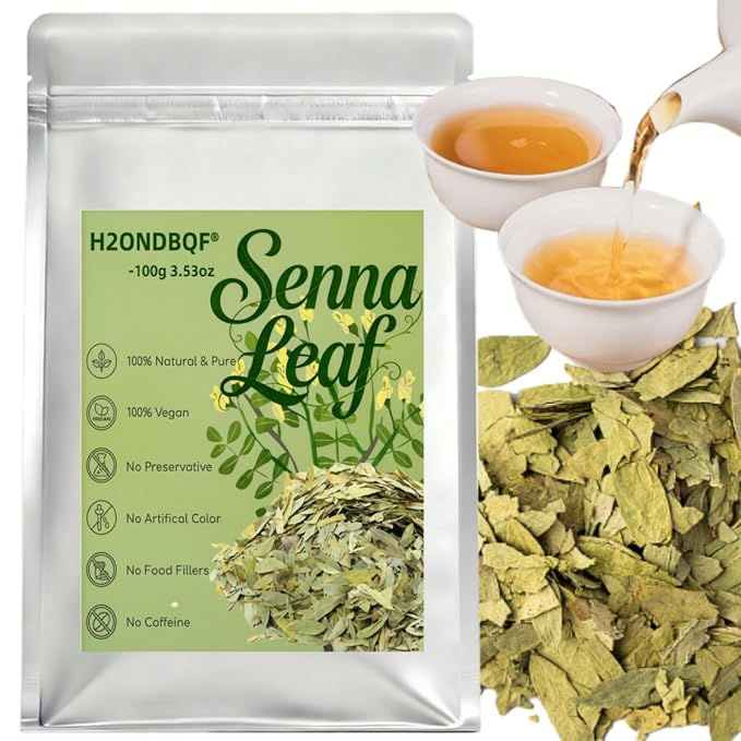 Senna Leaves Tea, Dried Herbal Tea, 100% Natural – 3.53 oz (100g) | Loose Leaf Dried Senna Alexandrina, Non-GMO, Caffeine-Free