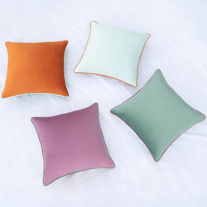 MONDAY MOOSE Decorative Throw Pillow Covers Cushion Cases, Set of 4 Soft Velvet Modern Double-Sided Designs, Mix and Match for Home Decor, Pillow Inserts Not Included (20x20 inch, Purple/Teal)