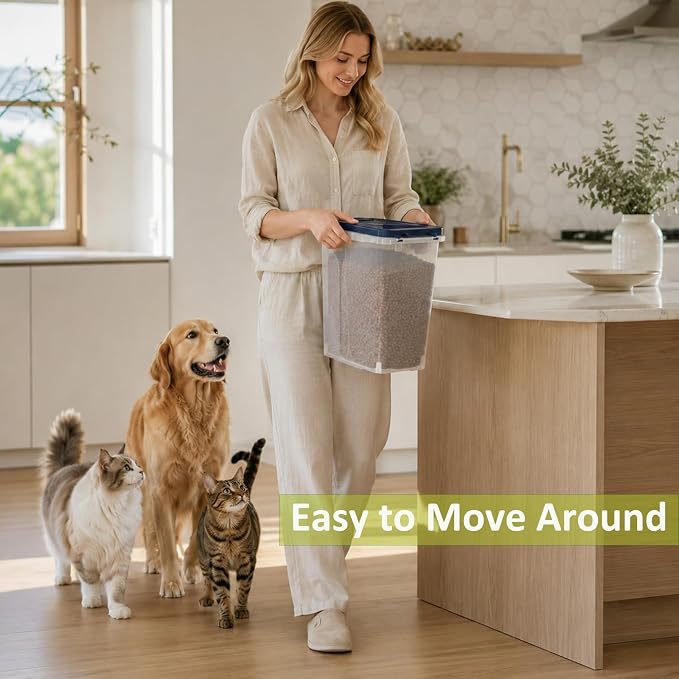 5-10 Lbs Airtight Cat Dog Food Storage Container, 8QT Compact Pet Food Bin