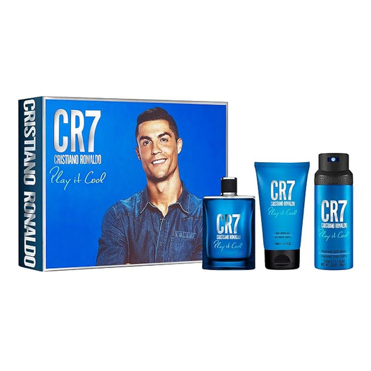 Play It Cool by Cristiano Ronaldo for Men - 3 Pc Gift Set 3.4oz EDT Spray, 5.1oz Shower Gel, 4.1oz Body Spray