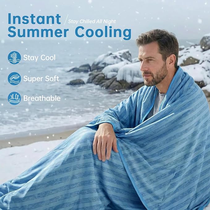 Guohaoi Cooling Blanket for Hot Sleepers and Night Sweats 60"x90" Full Size | Arc-Chill Q-Max >0.5 Cool Fiber,100% Oeko-Tex Certified Lightweight Summer Blanket for Travel/Outdoor Ultra Cold Breathable
