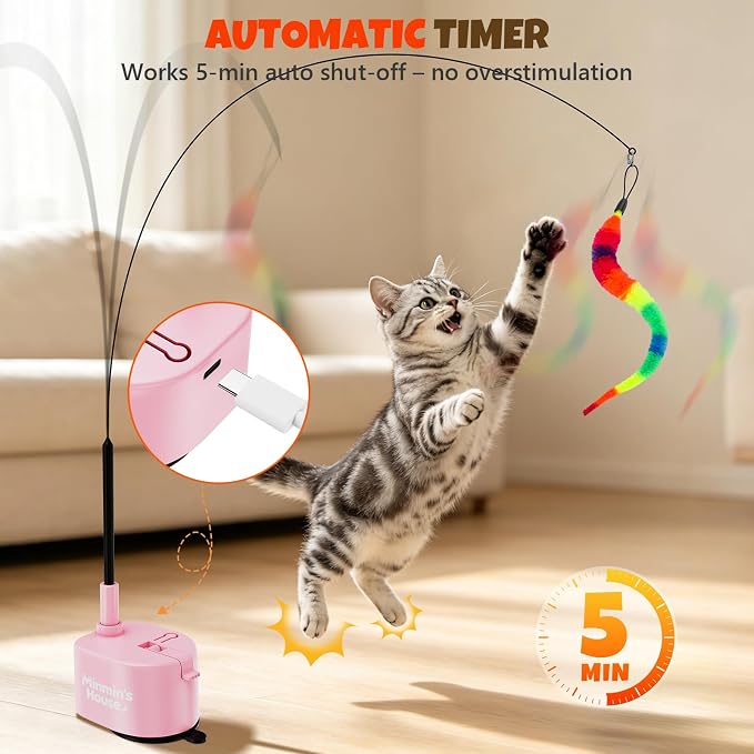 Interactive Cat Toys For Indoor Cats, 360° Flying Automatic Cat Toy, Pink