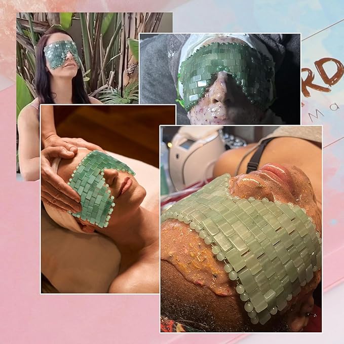 ideayard Jade Eye Mask, Cooling Facial Mask, 100% All Natural Adventurine Quartz Eliminate Wrinkles, Puffiness & Migraine Relief Mask