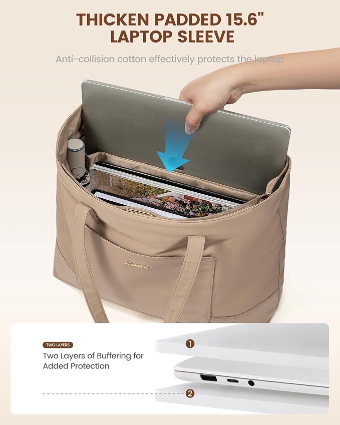 LOVEVOOK Tote Bag for Women, Work Tote with Laptop Compartment for Nurse Travel Commuter, Gym Tote Purse with Yoga Mat Strap