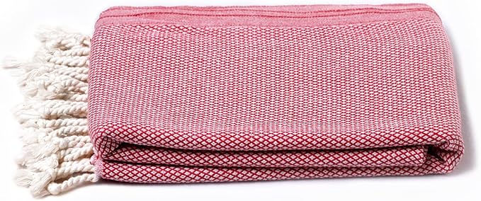 ATANI 69x35 in Oversized Turkish Beach Towel Set with Tote Bag – Quick-Dry 100% Turkish Cotton Peshtemal, Sand-Resistant, Lightweight for Shower, Travel, Pool, Yoga (Red)
