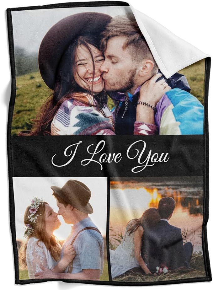 inkArts Custom Blankets with Photo, Personalized Blankets, Customized Photo Blanket, Custom Picture Blanket, Personalized Anniversary Couple Gifts for Women Men Her Him Girlfriend Boyfriend