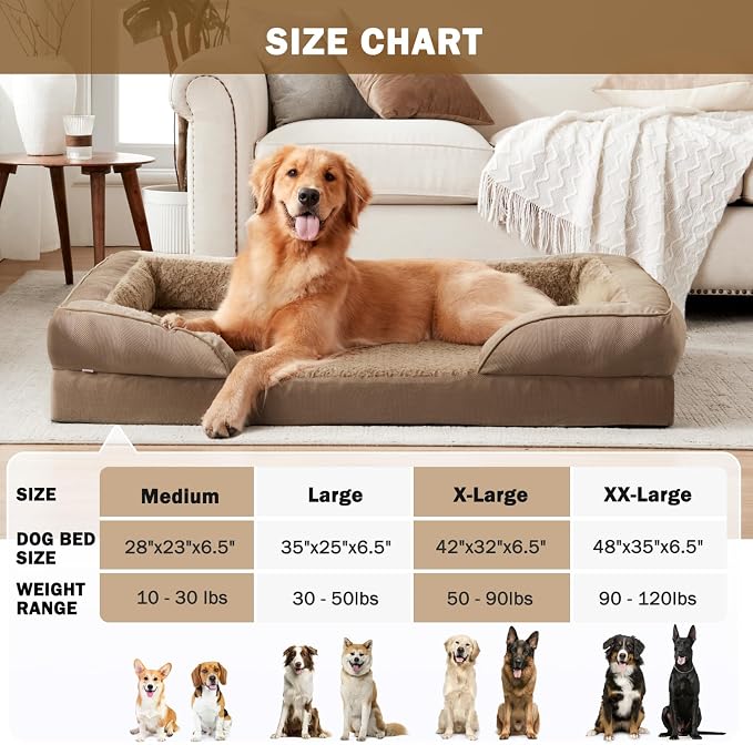 Jumbo Orthopedic Dog Bed for Extra Large Dogs, Waterproof, Egg-Crate Foam Dog Couch Bed with Washable Removable Cover, Waterproof Lining and Nonskid Bottom