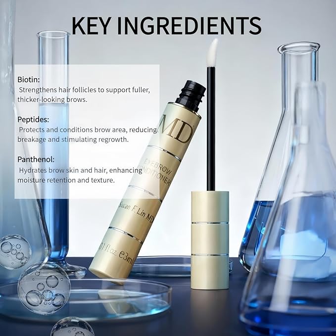MD® Brow Conditioner: Physician-Formulated Eyebrow Serum for Sparse & Thinning Brows – Peptide & Biotin Formula for Defined, Fuller Looking Brows – Hormone-Free & Made in USA – 3mL