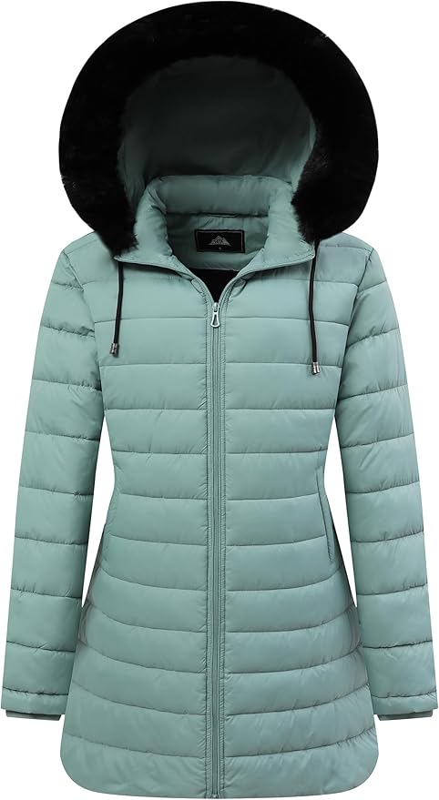 GOLDLADIES Women's Waterproof Long Down Jacket,Warm Winter Hooded Puffer Coat Thickened for Hiking Outdoor