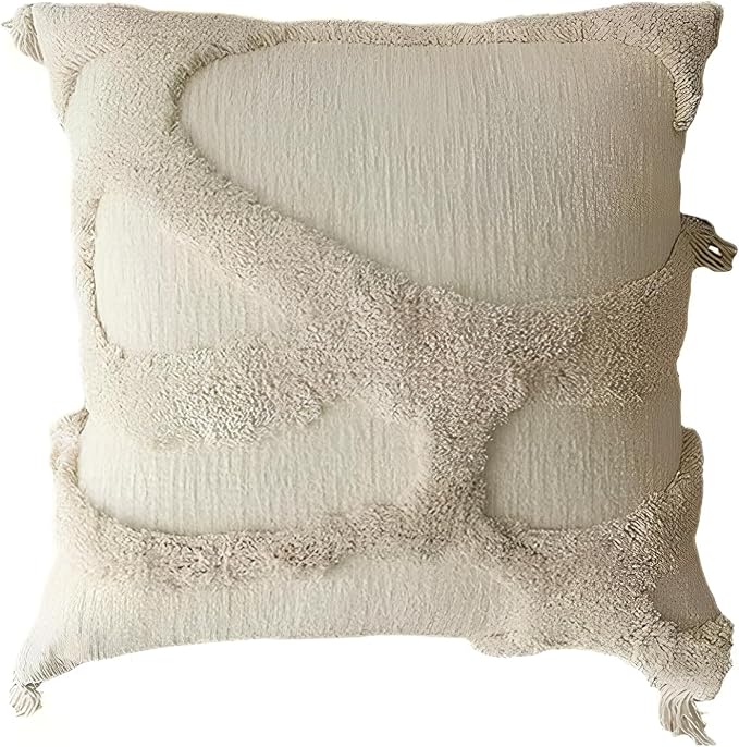 JMGBird Boho Throw Pillows for Couch Pillows with Inserts Included | 18x18 Decorative pillows, inserts & covers Cream Throw Pillows for Sofa, Bed Accent Pillows Indoor Home Decor (Khaki)