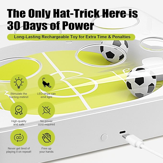 2026 International Soccer Electric Cat Toy Balls with Catnip, Motion Activated Automatic Rolling Interactive Cat Toy, Indoor Hunting Exercise Mental Stimulation Scratching Pet Play Ball