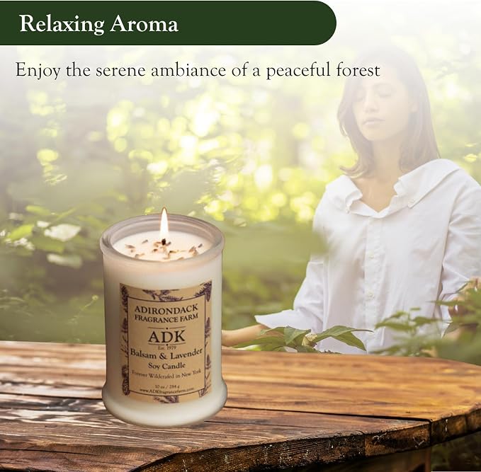 Adirondack Fragrance & Flavor Farm Balsam & Lavender Scented Candle 20 Oz | Proudly Poured in The USA, Natural Aromatherapy Wax for Relaxation, Home Décor, Kitchen, Gift and Living Spaces