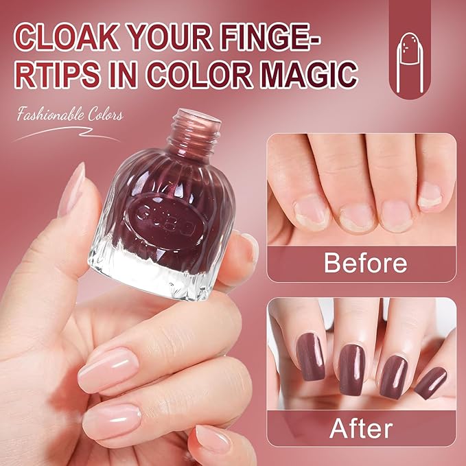 Major Dijit Quick Air Dry Nail Polish Glitter Rosy Brown Regular Nail Polish Non UV Gel Hema 0.34 fl oz.
