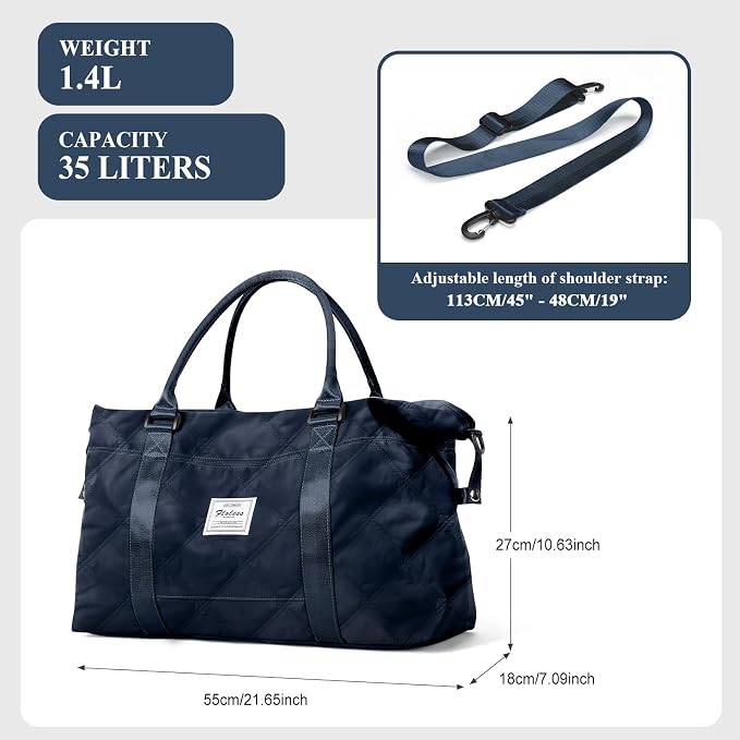 Travel Duffel Bag, Carry On Overnight Weekender Bags for Women | Travel Bag with Wet Pocket & Trolley Sleeve, For Spirit Airlines 18x14x8 Personal Item Bag