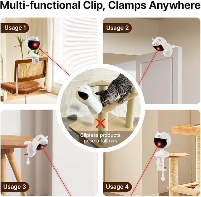 Potaroma Smart Sensor Cat Laser Toys Interactive, Motion Activated Truly Random Trjajectory, Clamp Design, Automatic Chargeable Kitten Toy Indoor Exercise, Cream White | Motion Activated Truly Random Trjajectory, Clamp Design, Automatic Chargeable Kitt...