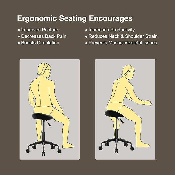 Ergonomic Saddle Seat Adjustable Pneumatic Hydraulic Drafting Swivel Rolling Stool Chair for Medical Hygienic SPA Massage Salon Home and Office - Hilo 508 (Tan, Standard)