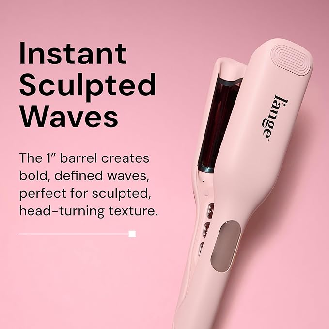 L'ANGE Hair SculptWaver Titanium Deep Wave Crimper | Modern Crimper for Easy, Uniform Waves & Sculpted Texture | Negative Ion Technology for Frizz-Free Shine & Smooth Hair (Blush - Small)