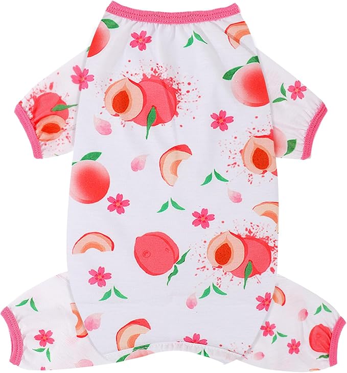 Dog Pjs Dog Pajamas for Small Dogs Soft Strechy Summer Puppy Clothes for Chihuahua Yorkie Boy Girl Cat Pet Outfits Cute Pattern XXS~L (Peach, Small)