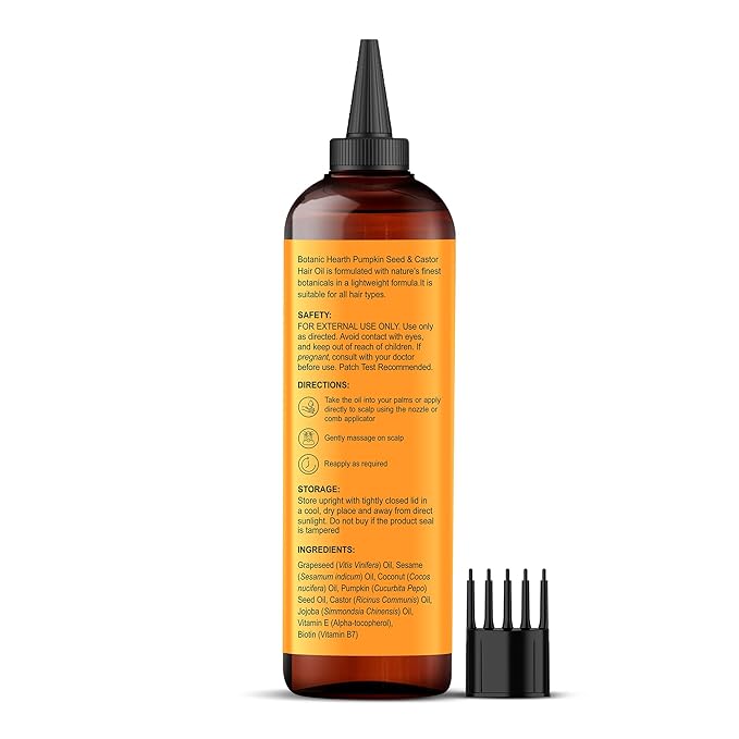 Botanic Hearth Hair Oil for Hair Growth & Home Hair Perm Kit | Strengthening Dry, Frizzy, Damaged Hair & Scalp Treatment | All Hair Types | Pumpkin & Castor Hair Oil - 6.7 Fl Oz