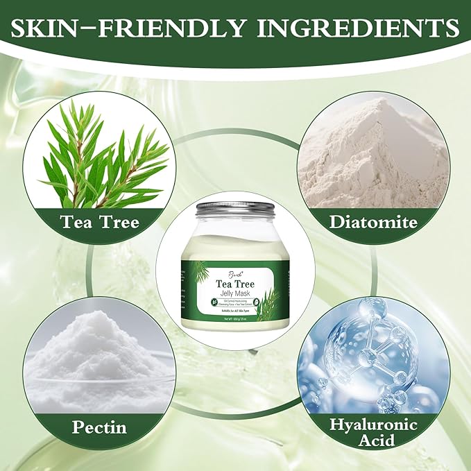 Powder Jelly Mask for Facials Professional, Peel Off Facial Mask for Hydrating & Moisturizing, Hydrojelly Mask for Women Men Skin Care, Home DIY Spa Use for All Skin with Tea Tree