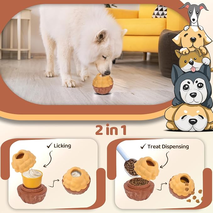 Dog Treat Dispensing Enrichment Toys for Aggressive Chewers to Keep Them Busy，Interactive Indestructible Frozen Treat Molds Toy for Small Large Pet Dogs (Treat Toy)