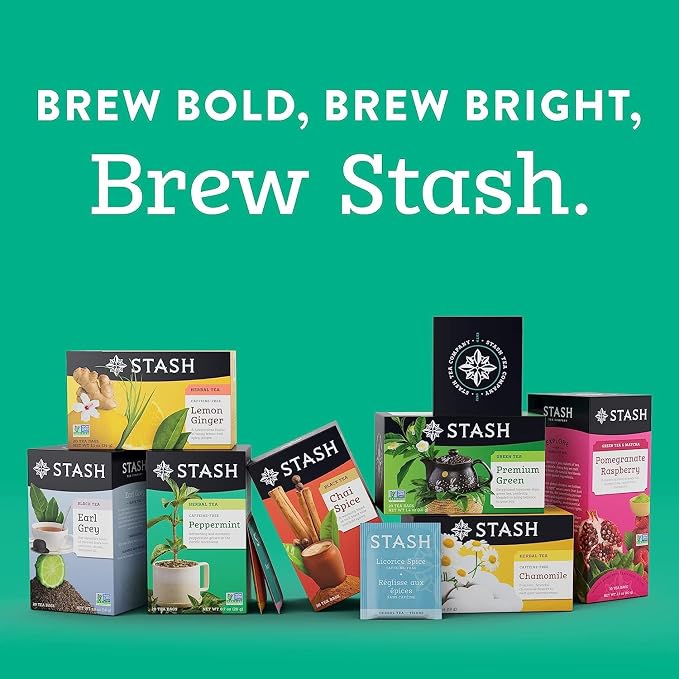 Stash Tea Fruity Herbal Tea 6 Flavor Tea Sampler, 6 boxes With 18-20 Tea Bags Each