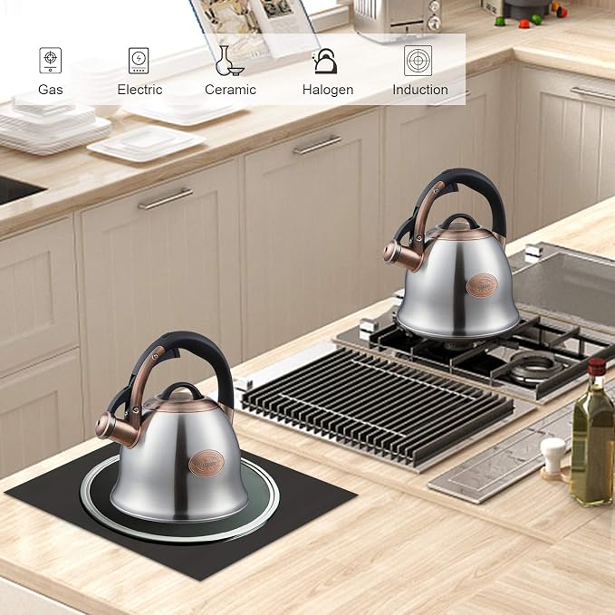 Tea Kettle -2.2 Quart Tea Kettles Stovetop Whistling Teapot Stainless Steel Tea Pots for Stove Top Whistle Tea Pot