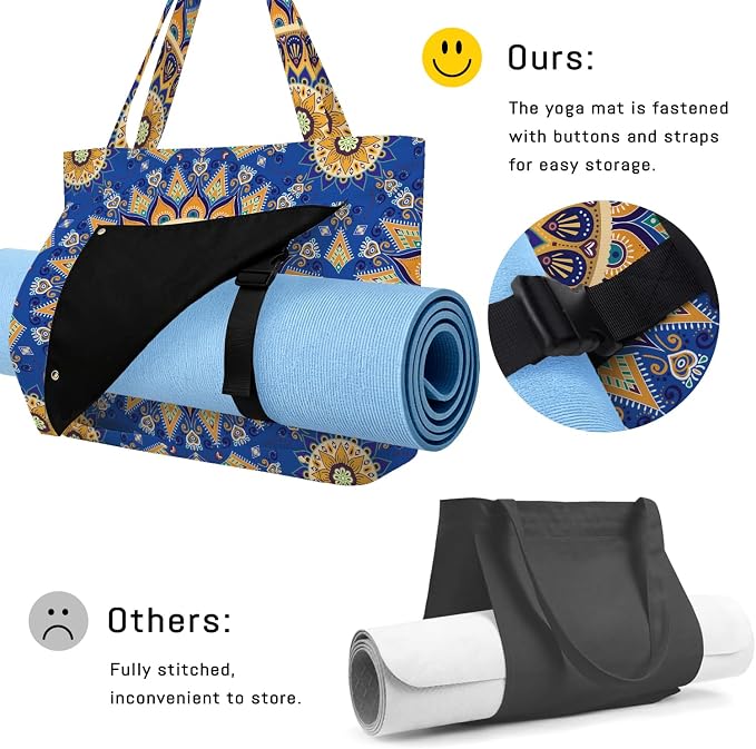 Mandala Yoga Mat Bag Large Yoga Bags and Carrier Fits All Your Stuff Yoga Tote Bags with Zipper Pocket Pilates Bag
