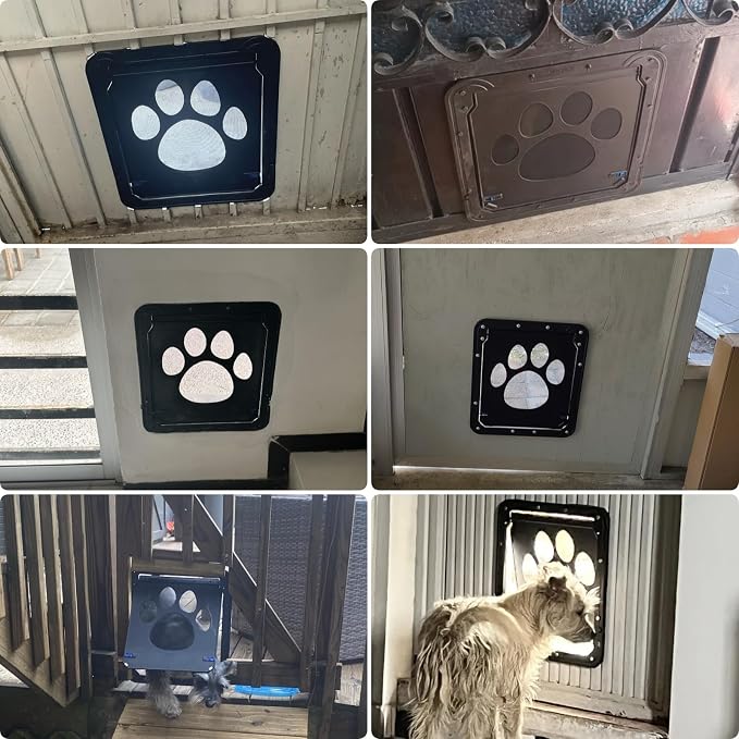 Large Dog Door for Screen Door, Easy Install Lockable Pet Screen Door for Sliding Door, Doggy Screen Door, Gray, Inside size: 14''x12''