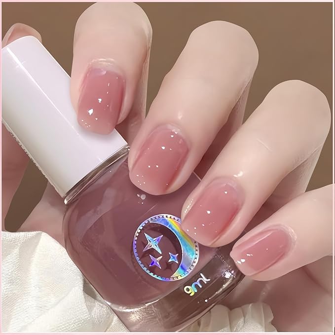 NovaCharm Nude Jelly Nail Color, Water Based Quick Dry Neutral Beige Polish for Women & Girls, Non Toxic Natural Gloss Finish, 9 ML