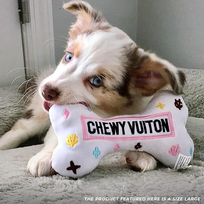 Haute Diggity Dog Chewy Vuiton Bone Plush Dog Toy, Designer Parody Toy